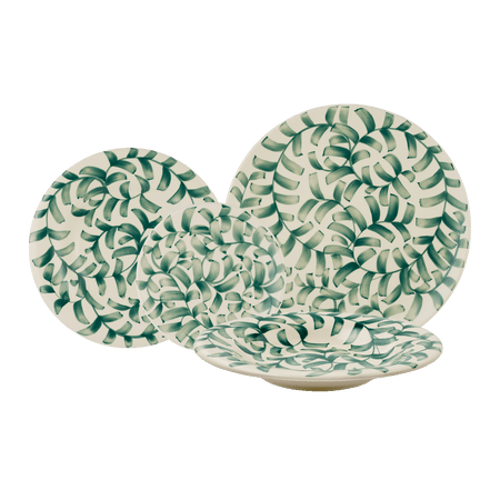 Green Scroll Dinner Set (16 Piece)