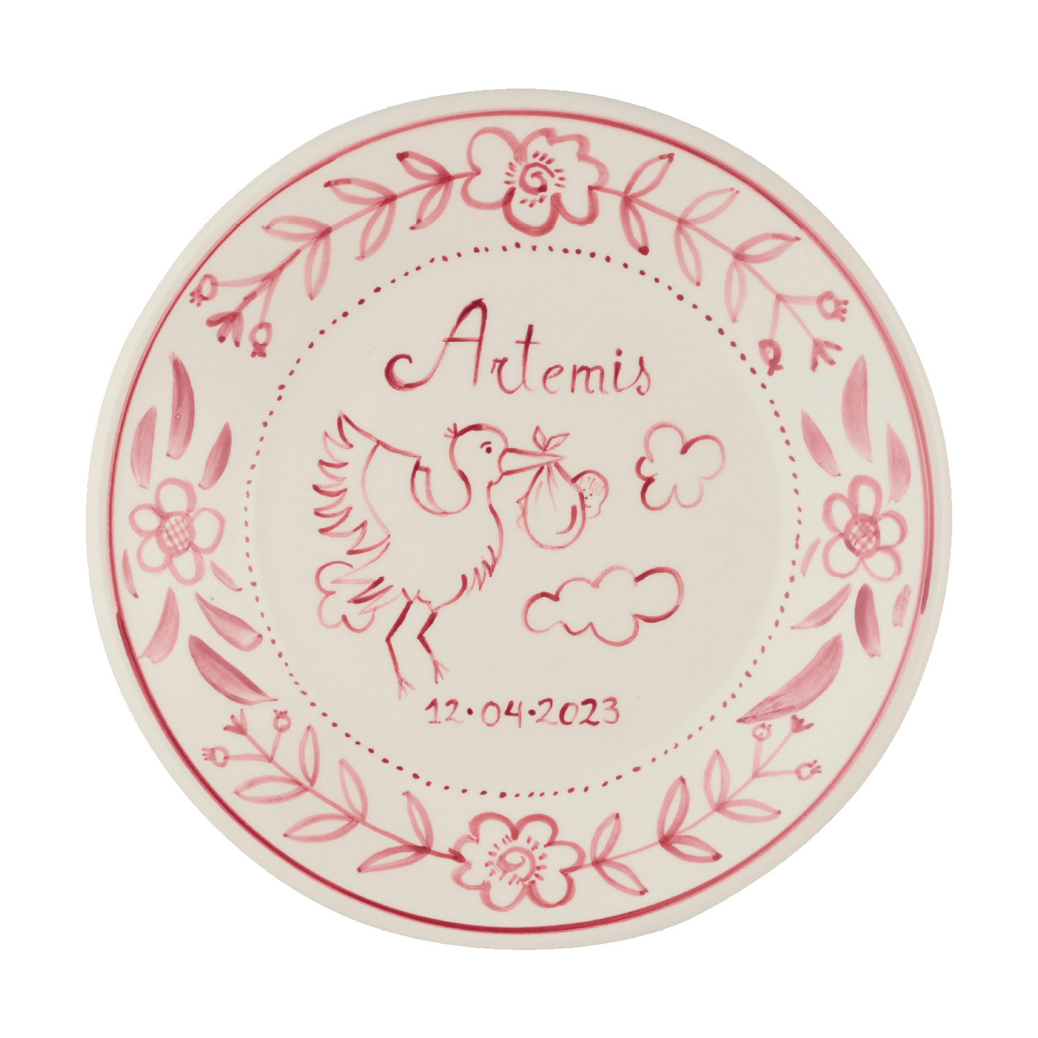 Personalised Rose Pink Birth Plate