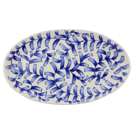 Large Navy Blue Scroll Oval Platter