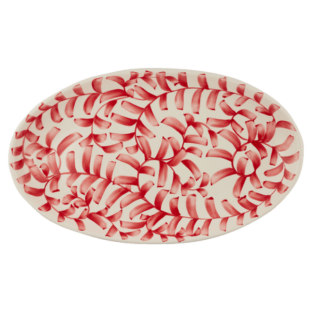 Large Red Scroll Oval Platter