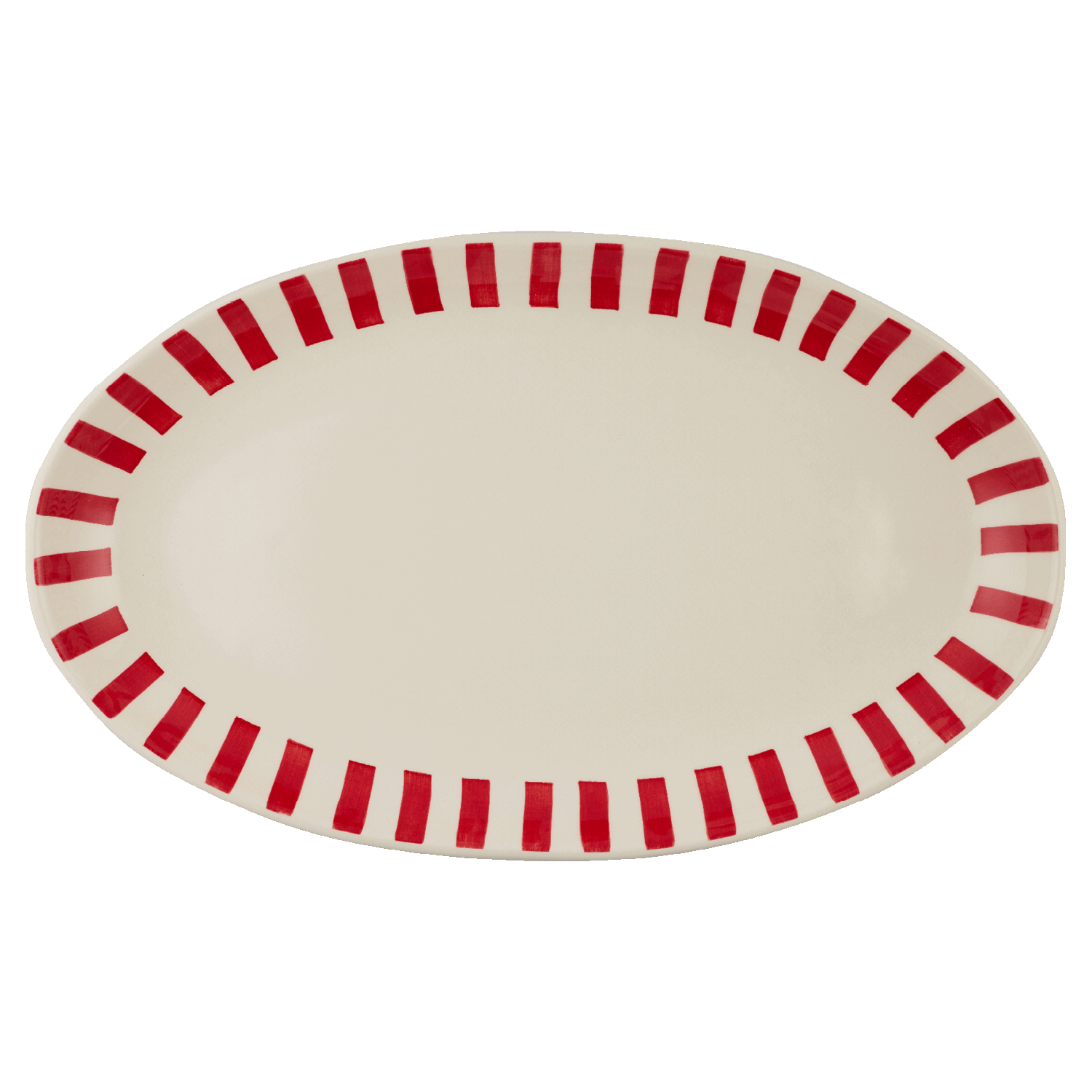 Large Red Stripes Oval Platter