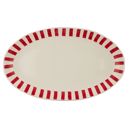 Large Red Stripes Oval Platter