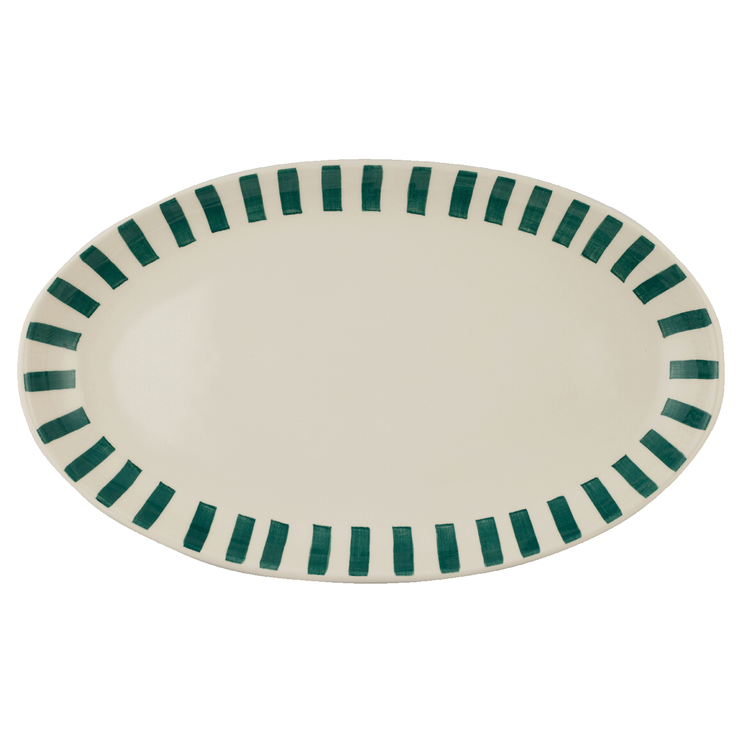 Large Green Stripes Oval Platter