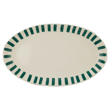 Large Green Stripes Oval Platter