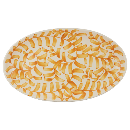 Large Yellow Scroll Oval Platter
