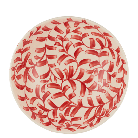 Red Scroll Salad Bowl