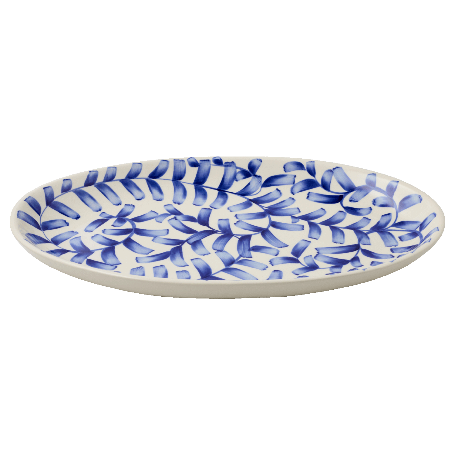 Large Navy Blue Scroll Oval Platter