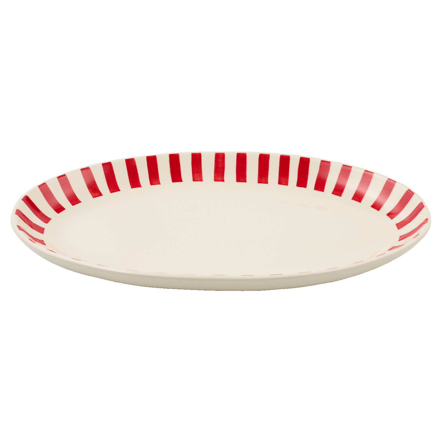 Large Red Stripes Oval Platter