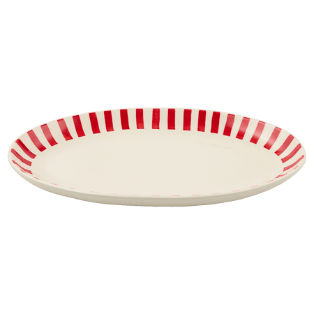 Large Red Stripes Oval Platter