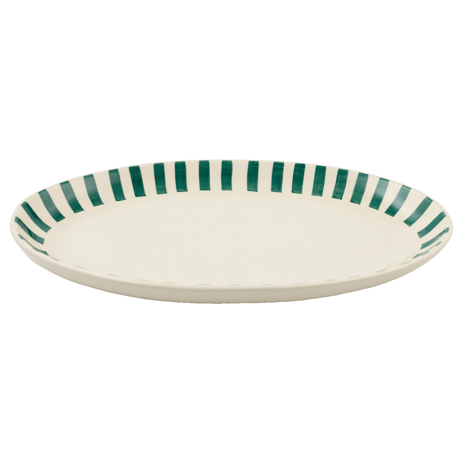 Large Green Stripes Oval Platter