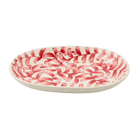 Small Red Scroll Oval Platter