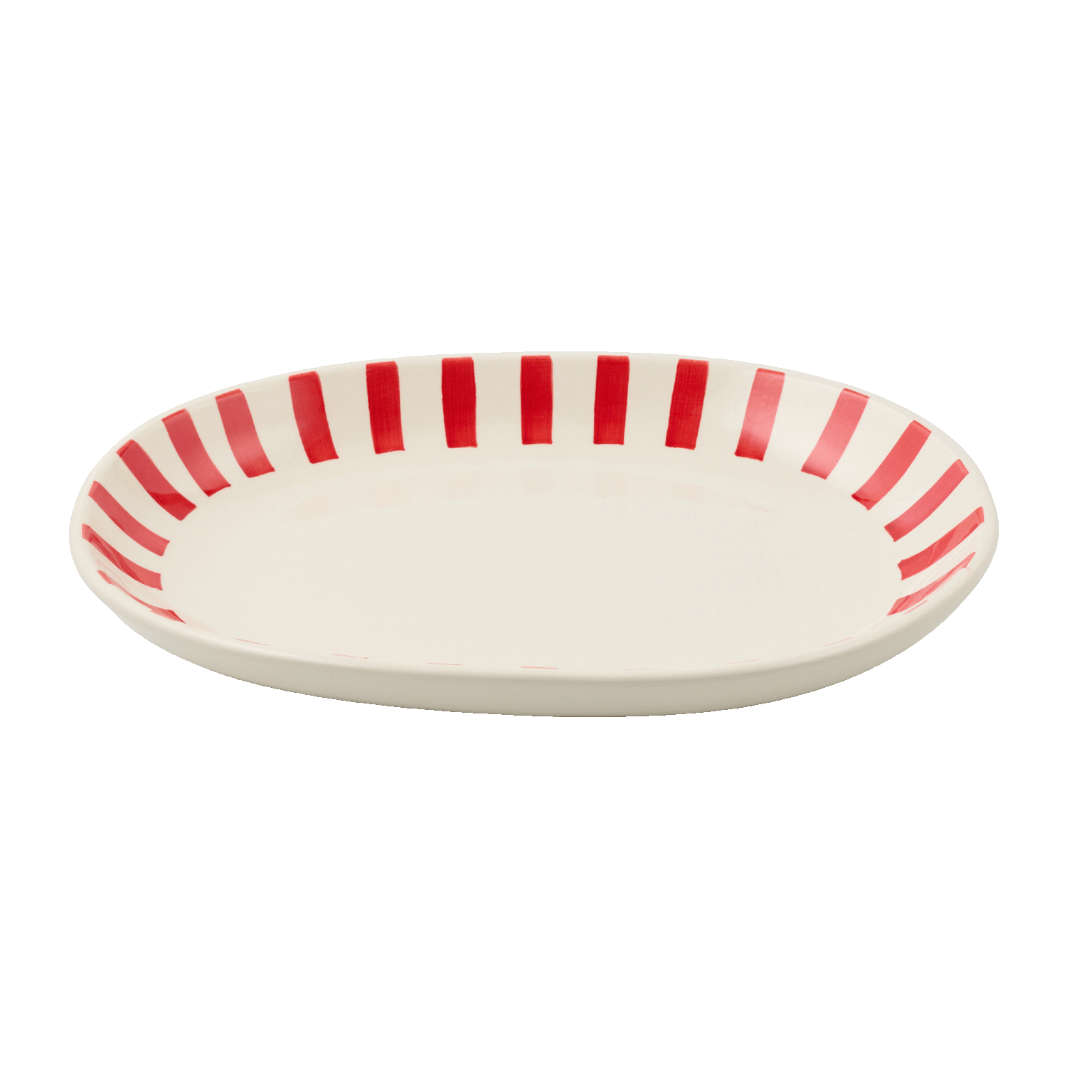 Small Red Stripes Oval Platter