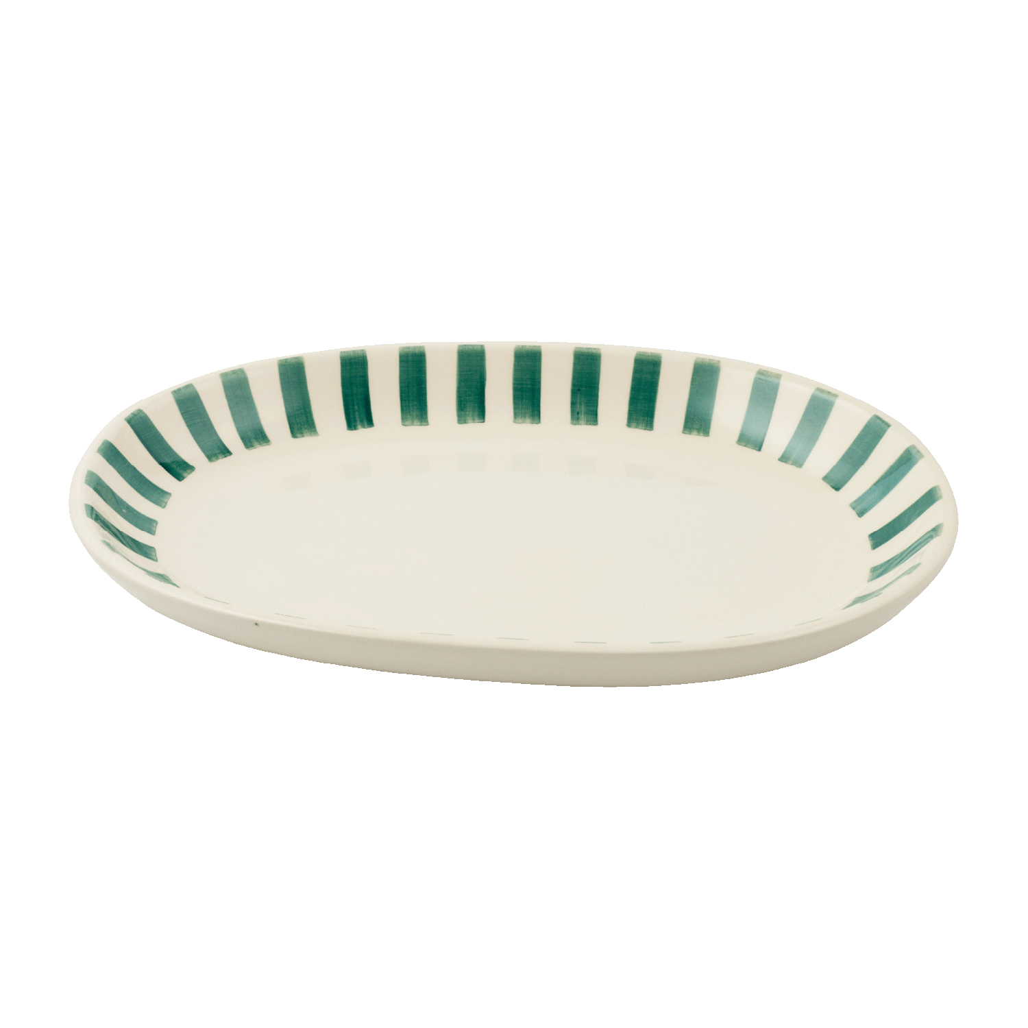 Small Green Stripes Oval Platter