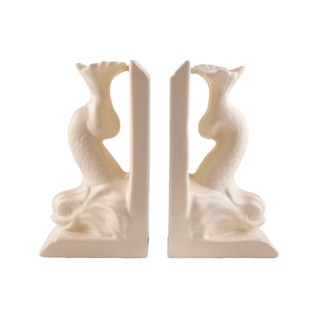 Pair of Cream Dolphin Bookends