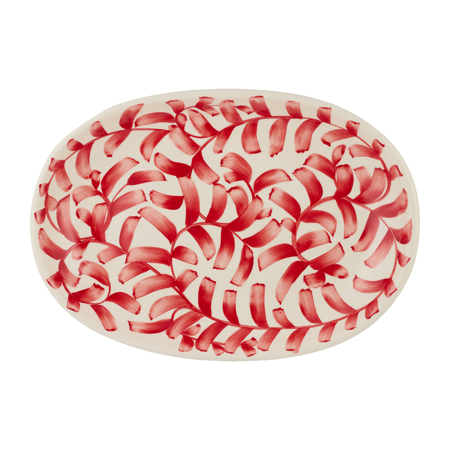 Small Red Scroll Oval Platter