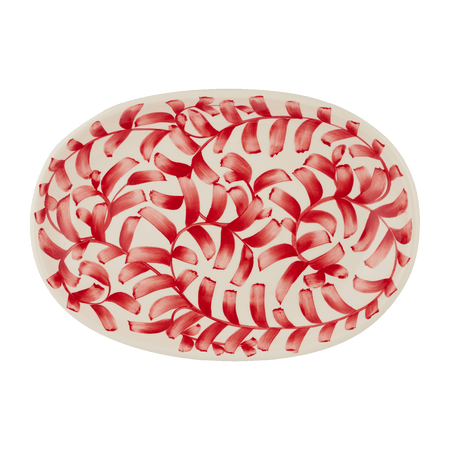 Small Red Scroll Oval Platter
