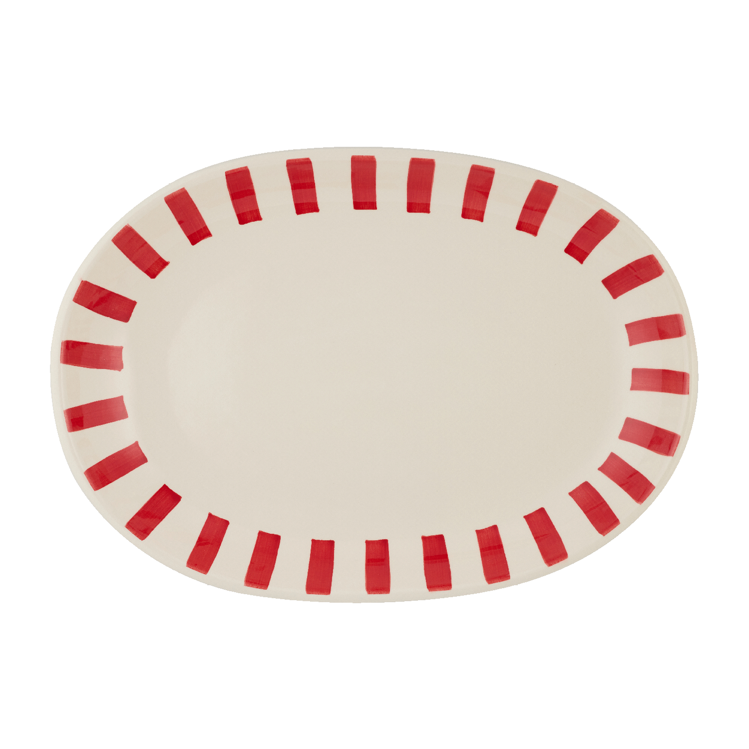 Small Red Stripes Oval Platter