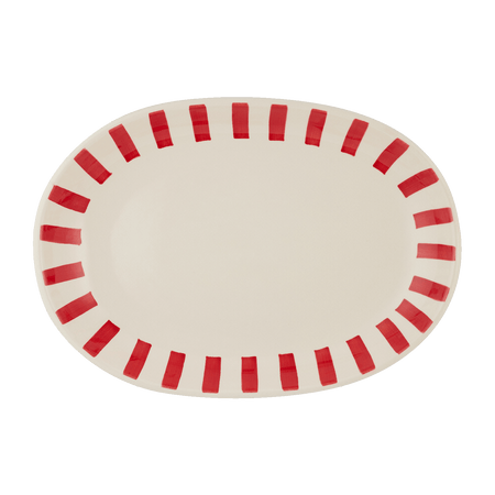 Small Red Stripes Oval Platter