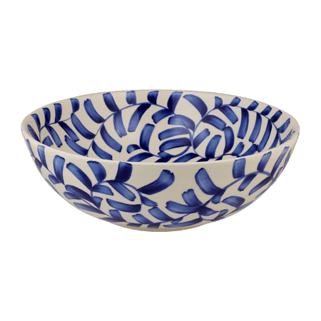 Navy Blue Scroll Salad Bowl