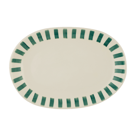 Small Green Stripes Oval Platter