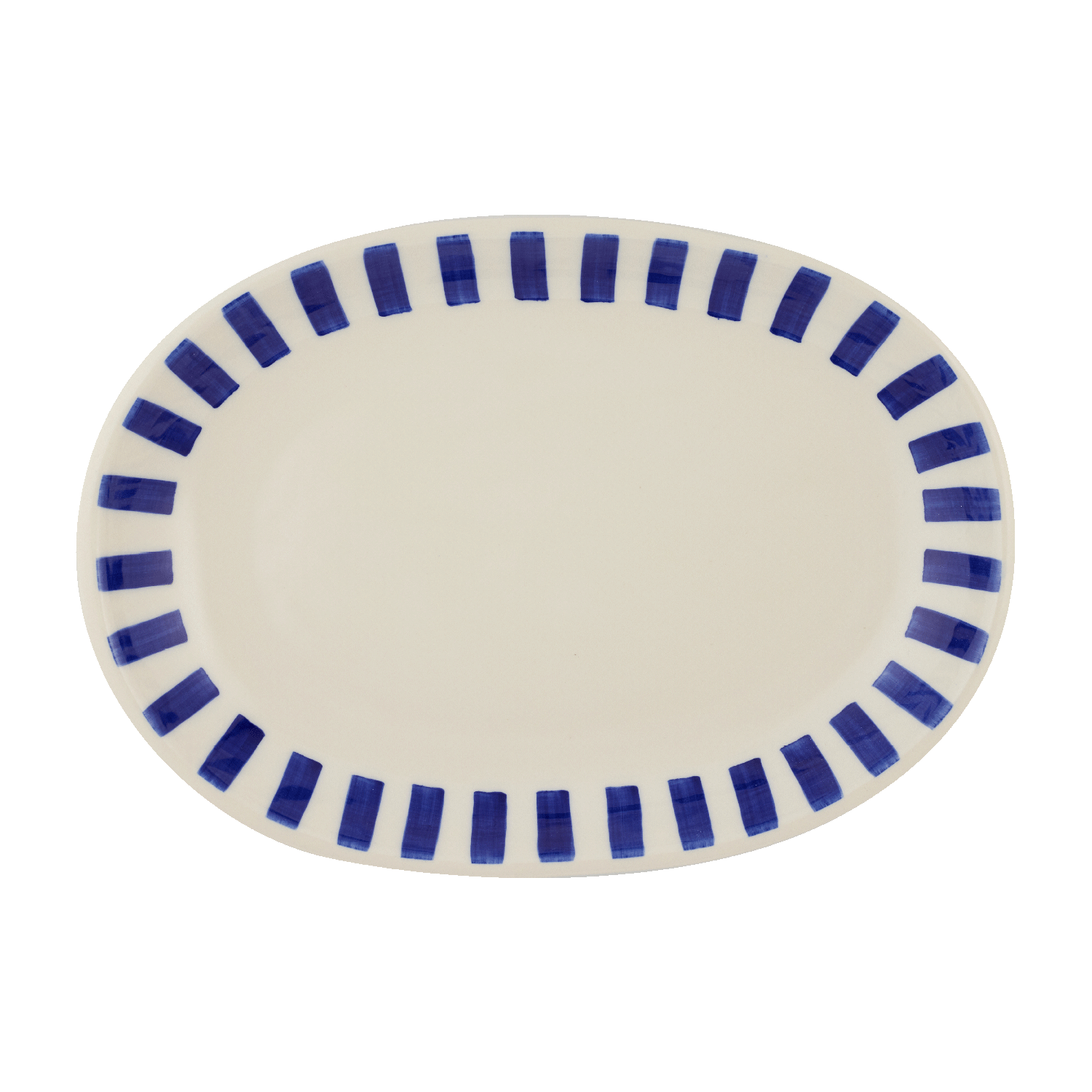 Small Navy Blue Stripes Oval Platter