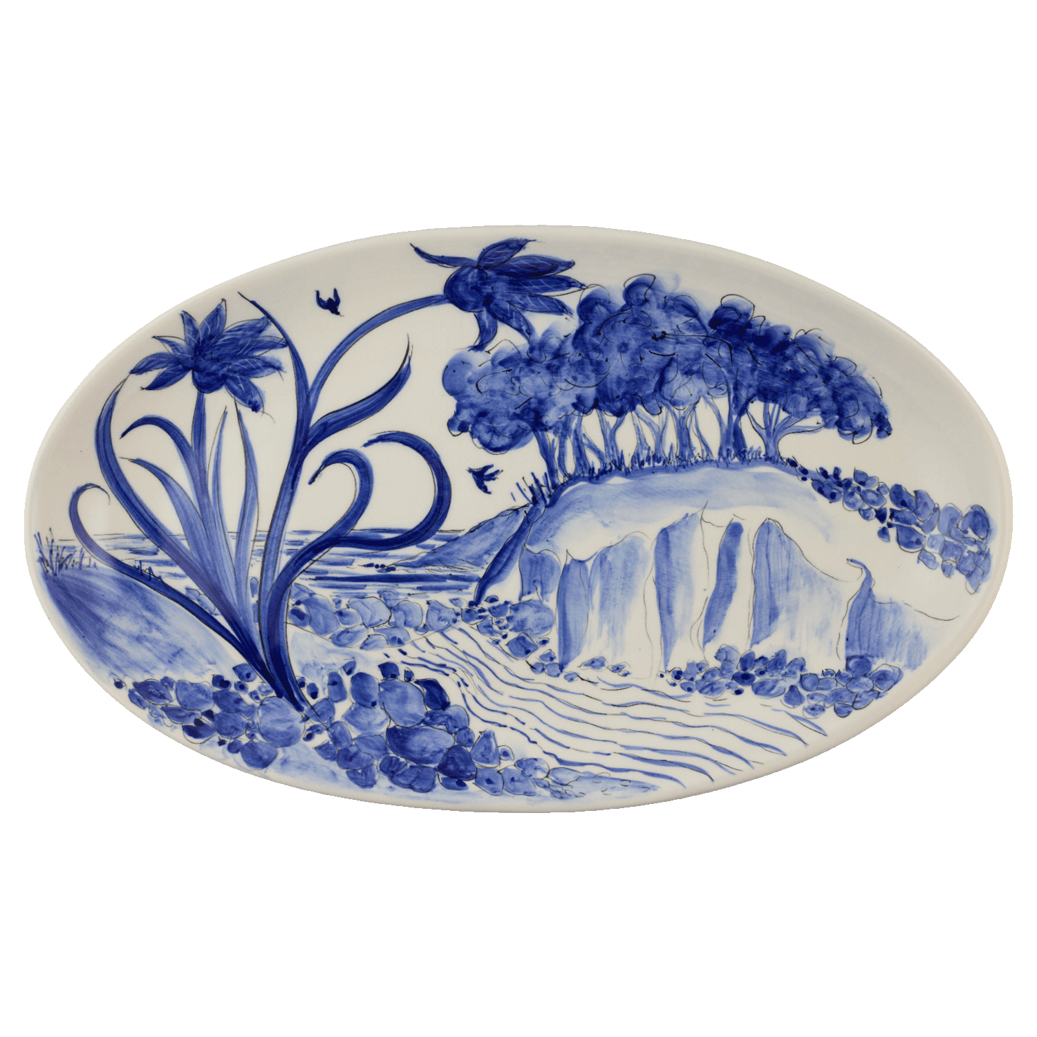 Large Melita Blue Oval Platter