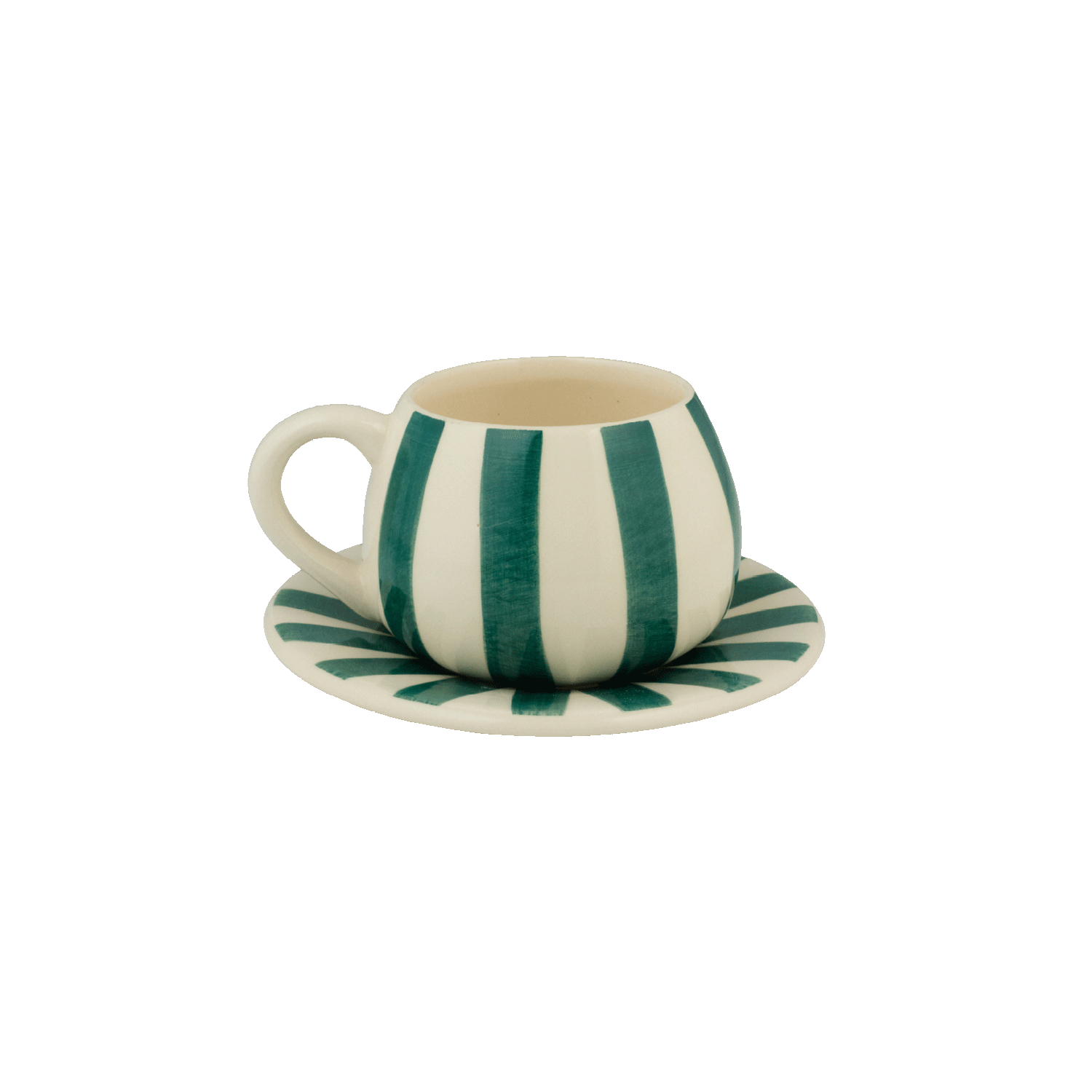 Green Stripes Coffee Cup & Saucer