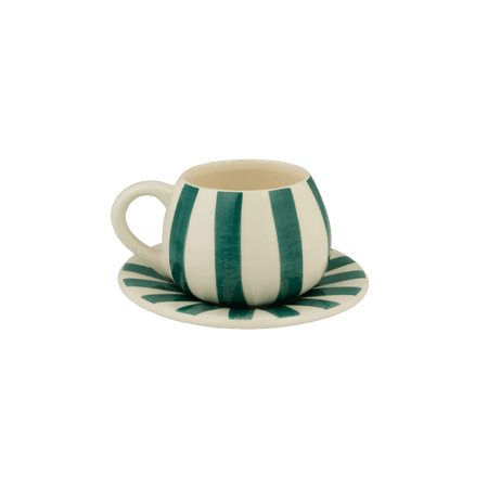 Green Stripes Coffee Cup & Saucer