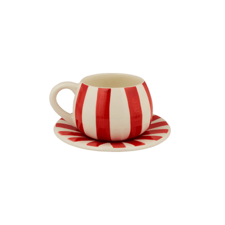 Red Stripes Coffee Cup & Saucer