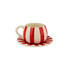 Red Stripes Coffee Cup & Saucer