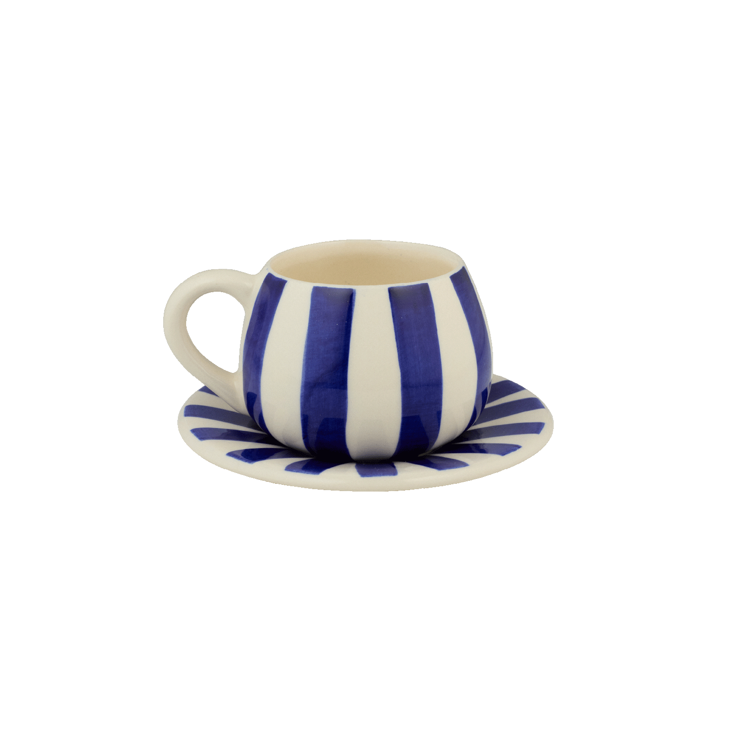 Navy Blue Stripes Coffee Cup & Saucer
