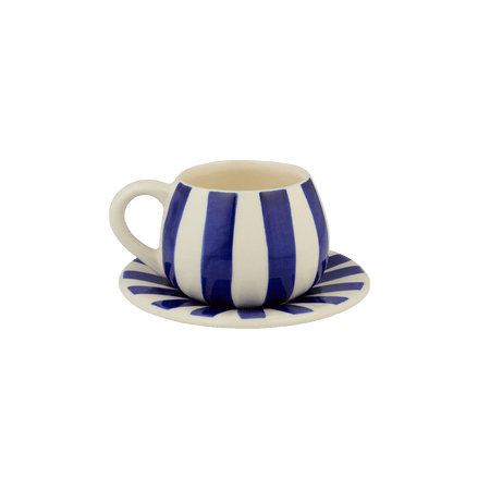 Navy Blue Stripes Coffee Cup & Saucer