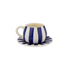 Navy Blue Stripes Coffee Cup & Saucer