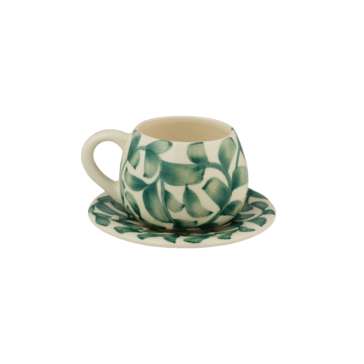 Green Scroll Coffee Cup & Saucer