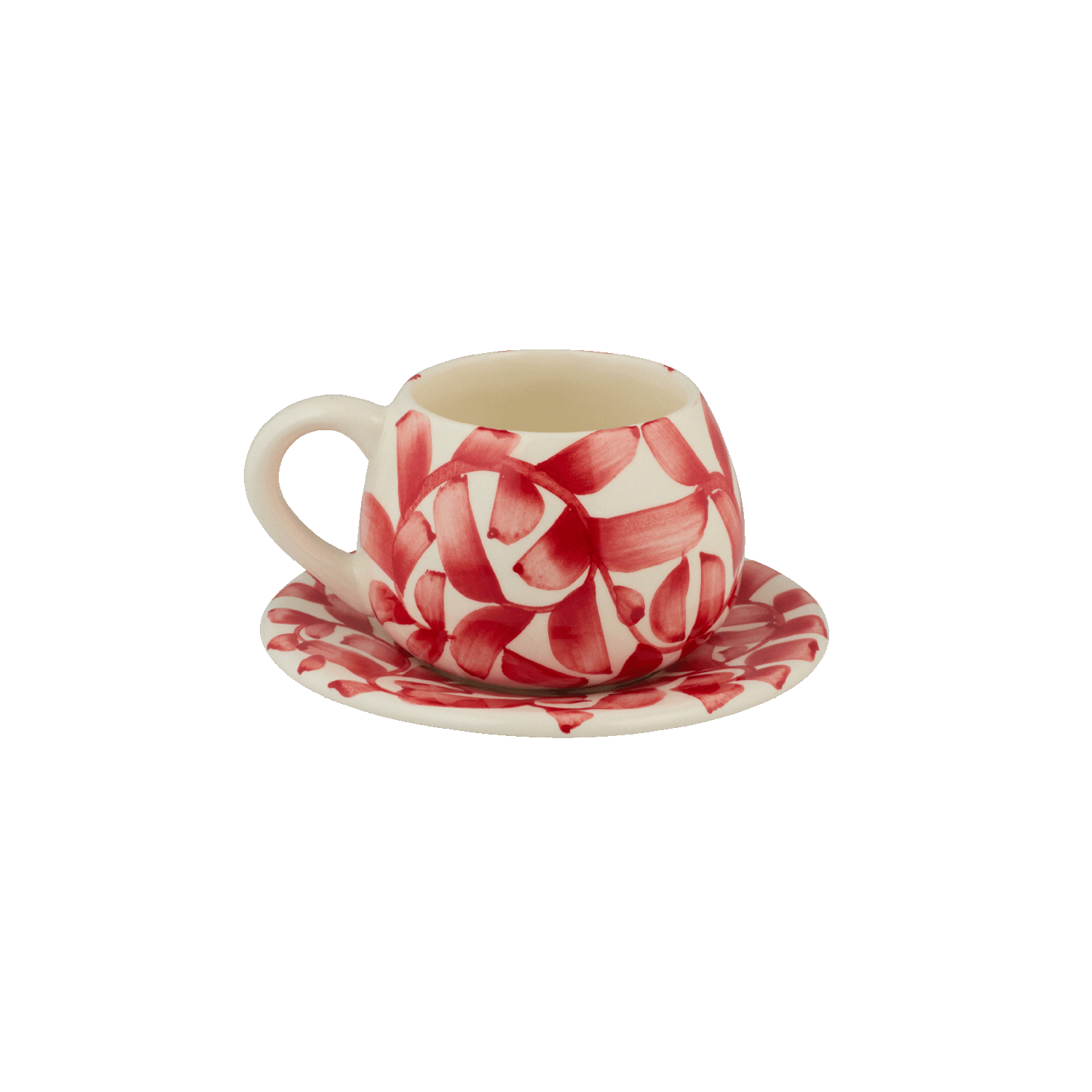 Red Scroll Coffee Cup & Saucer