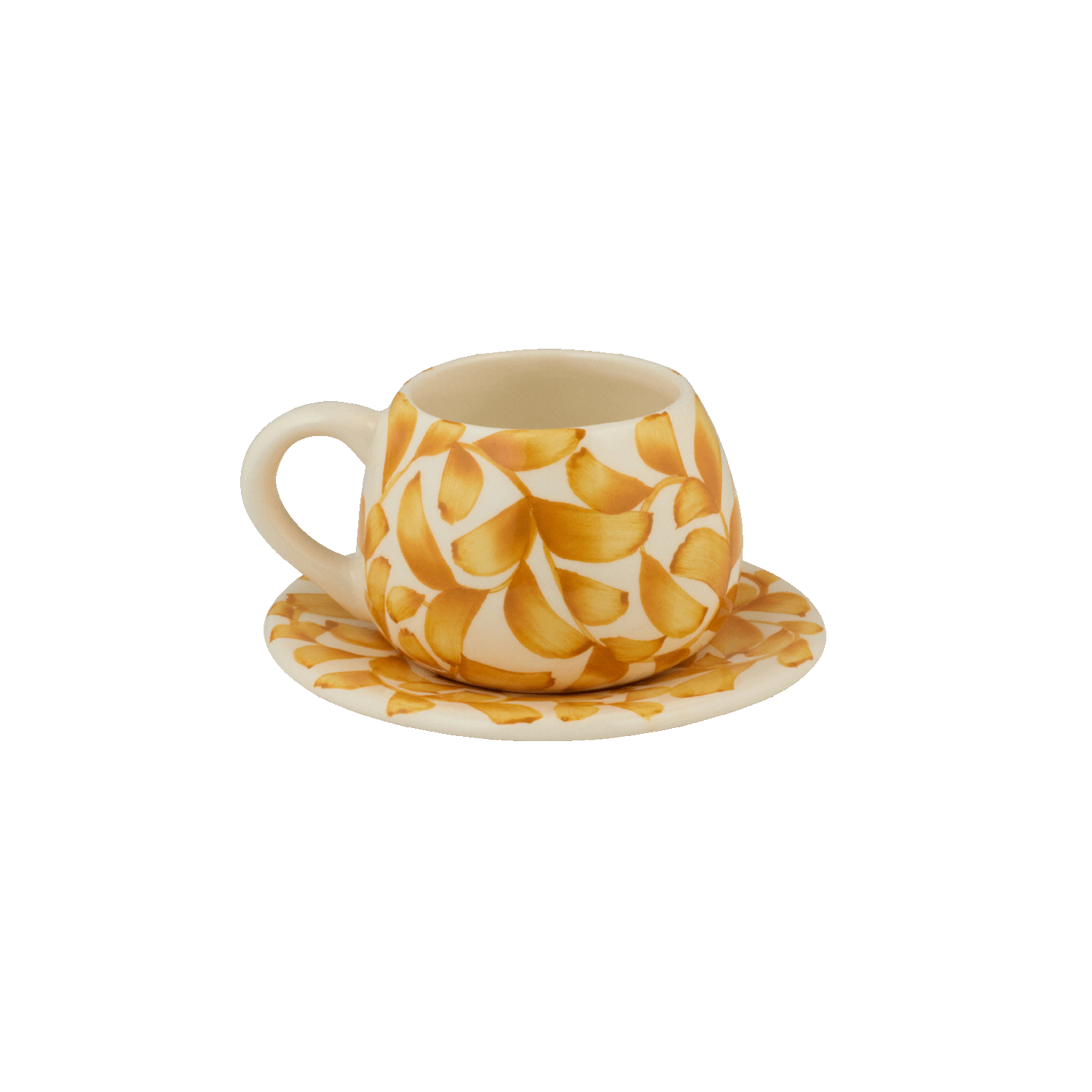 Yellow Scroll Coffee Cup & Saucer