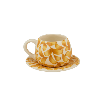 Yellow Scroll Coffee Cup & Saucer