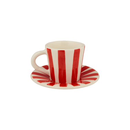 Red Stripes Espresso Cup & Saucer
