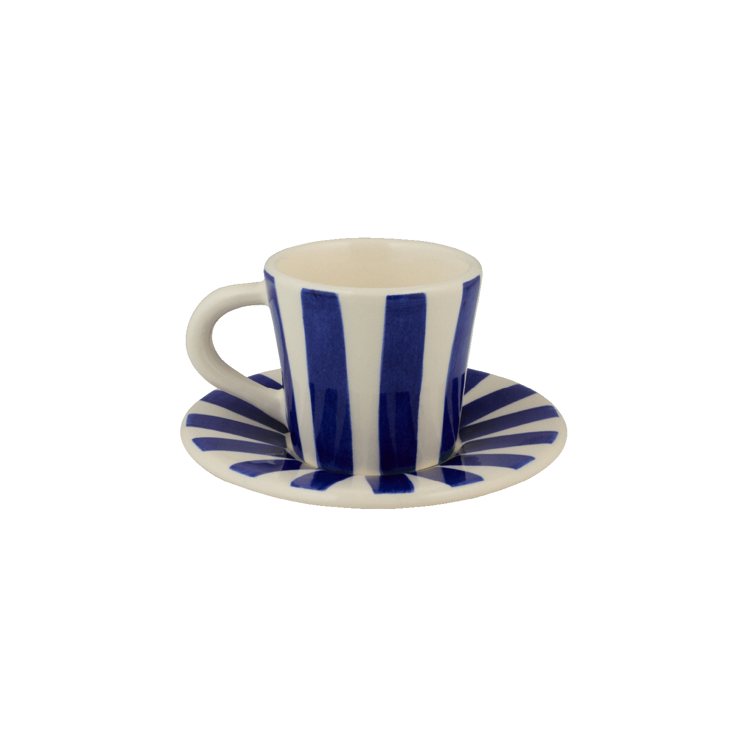 Navy Blue Stripes Espresso Cup & Saucer
