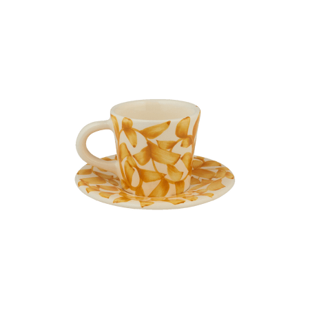 Yellow Scroll Espresso Cup & Saucer