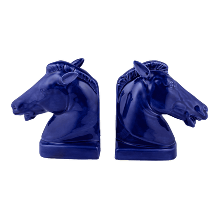 Pair of Blue Horse Bookends