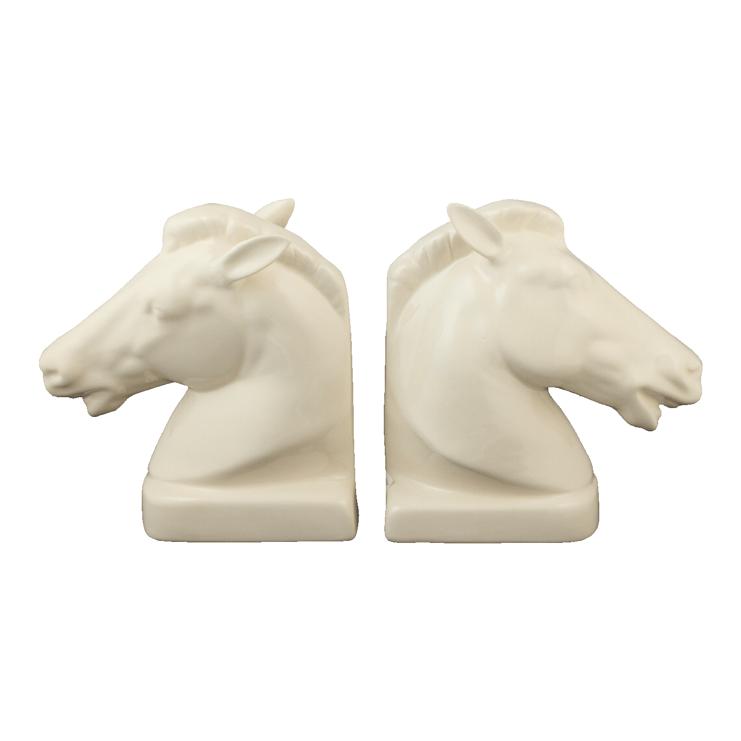 Pair of Cream Horse Bookends