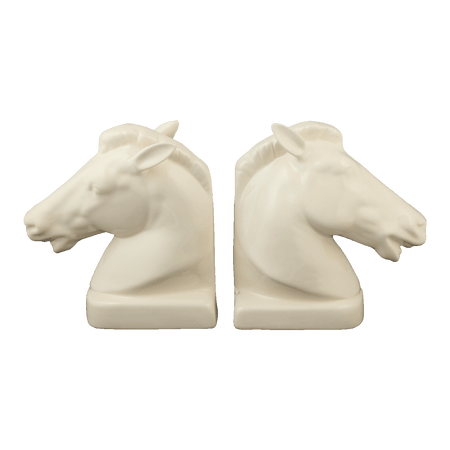 Pair of Cream Horse Bookends