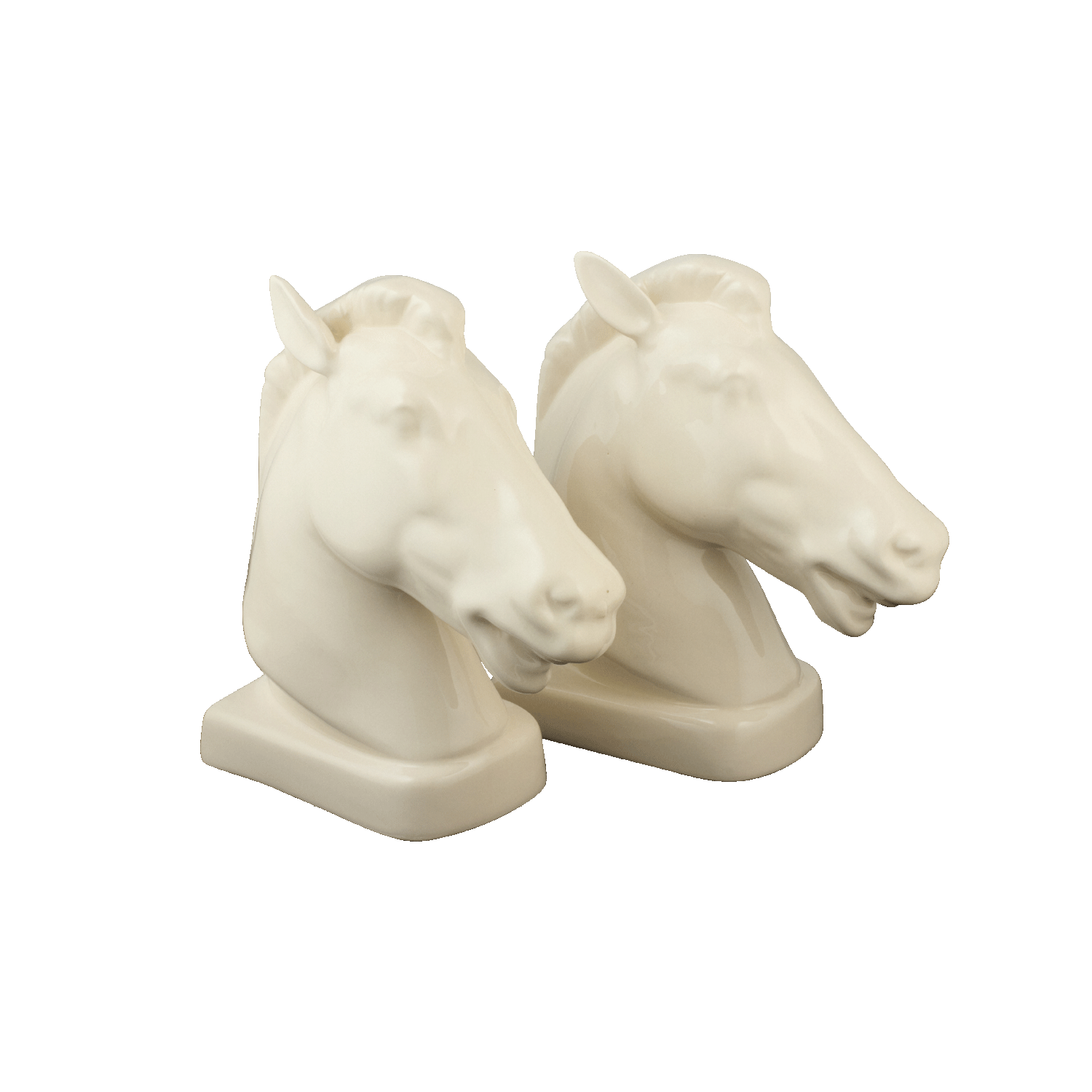Pair of Cream Horse Bookends