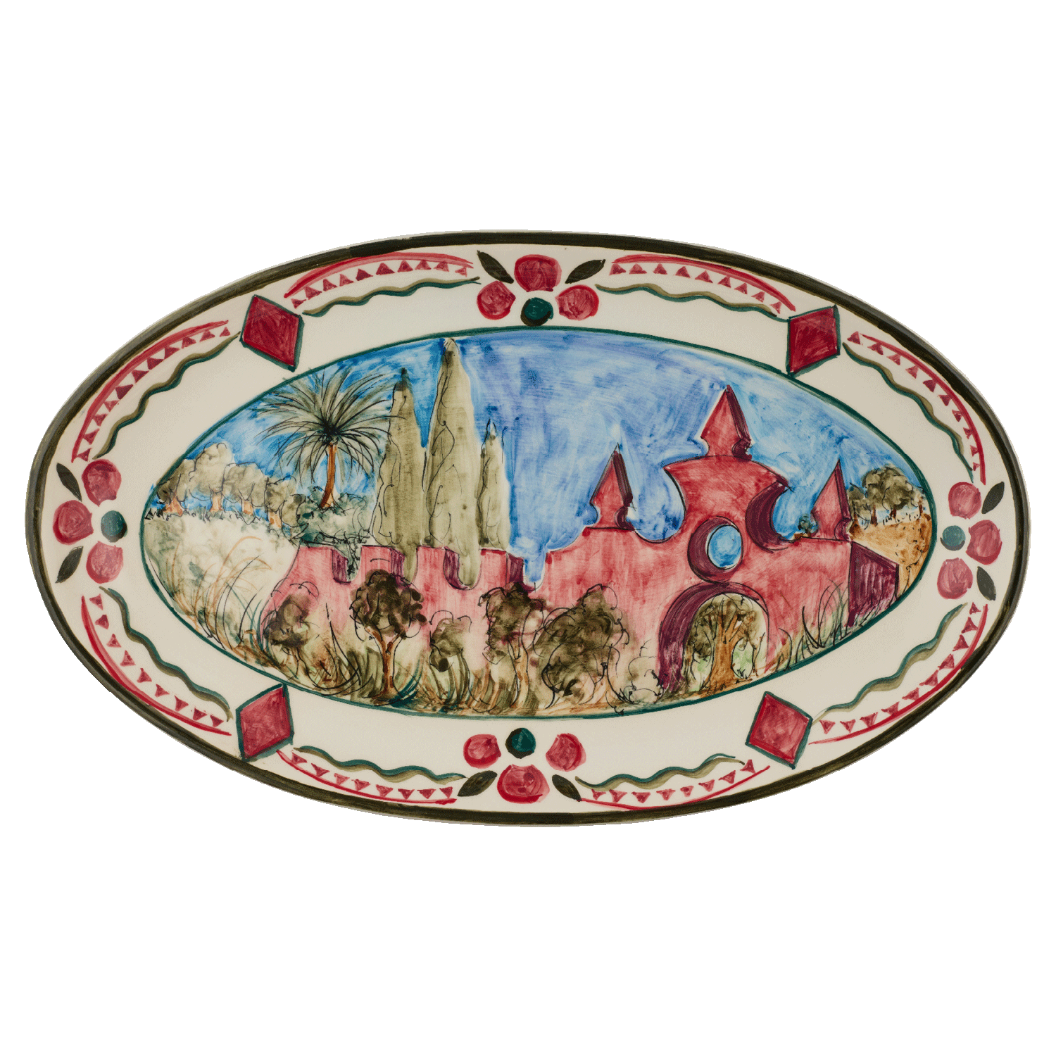 Large Maltese Garden Oval Platter