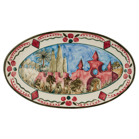 Large Maltese Garden Oval Platter