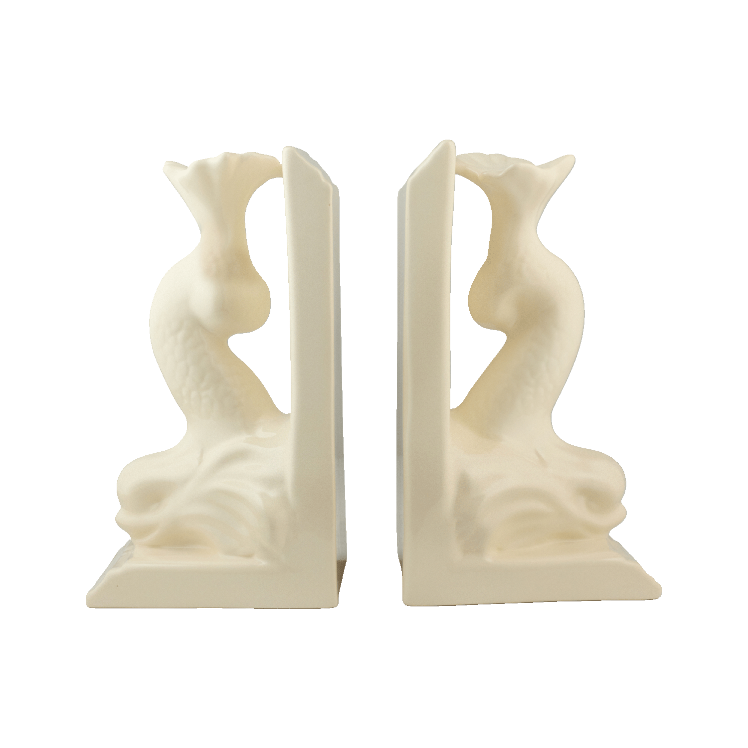 Pair of Cream Dolphin Bookends