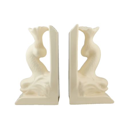 Pair of Cream Dolphin Bookends