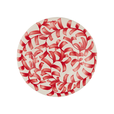 Red Scroll Pasta Plate