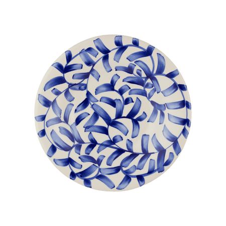 Navy Blue Scroll Pasta Plate